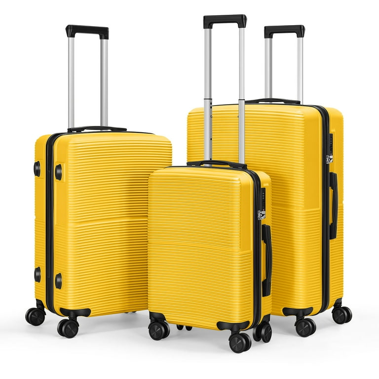 Hikolayae Hardside Spinner Luggage Sets in Yellow, 3 Piece, TSA