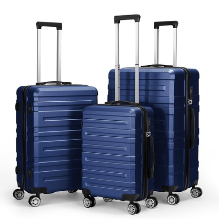 Luggage Sets Hardside Spinner with TSA Lock in Navy Blue, 3 Piece
