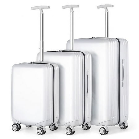 Hikolayae Mesa Collection Hardside Spinner Luggage Sets in White, 3 Piece - TSA Lock
