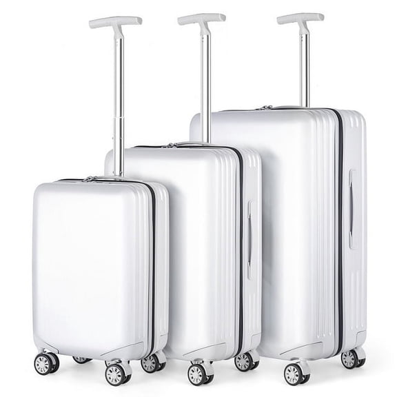Hikolayae Mesa Collection Hardside Spinner Luggage Sets in White, 3 Piece - TSA Lock