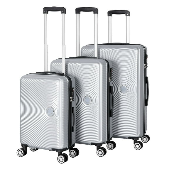 Hikolayae Oriental Collection Hardside Spinner Luggage Sets in Argent Silver, 3 Piece - TSA Lock