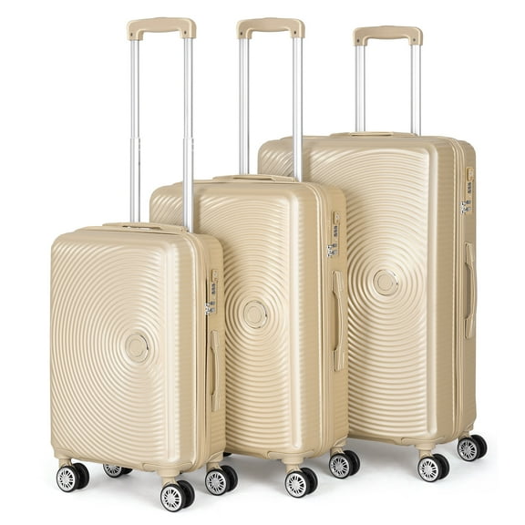 Hikolayae Oriental Hardside Spinner Luggage Sets in Champagne, 3 Piece - TSA Lock