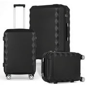 Hikolayae Rachel Collection Hardside Spinner Luggage Sets in Black, 3 Piece - TSA Lock