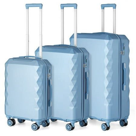 Hikolayae Rachel Collection Hardside Spinner Luggage Sets in Light Blue, 3 Piece - TSA Lock