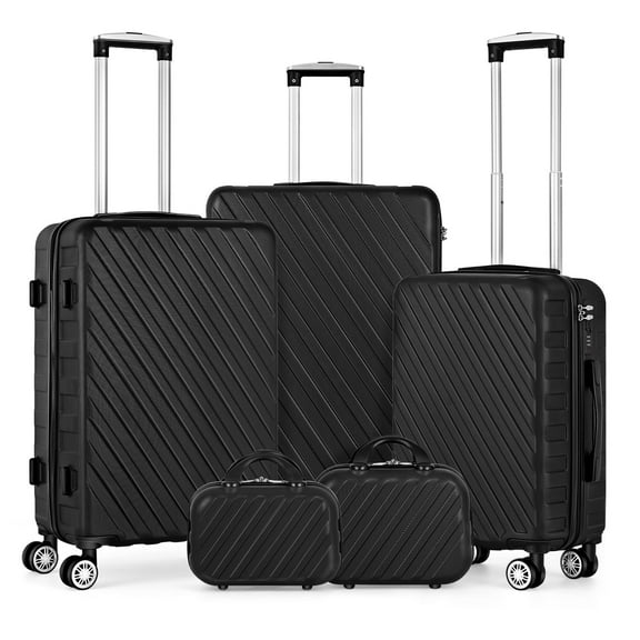 Hikolayae Rancho Elite Collection Hardside Spinner Luggage Sets in Silver, 5 Piece - TSA Lock