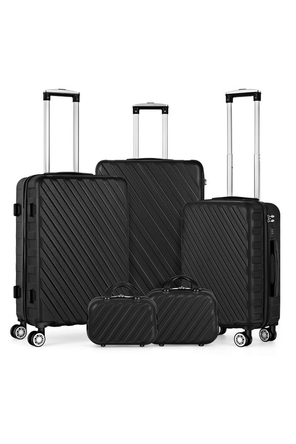 Rancho Elite Collection Hardside Spinner Luggage Sets in Silver, 5 Piece - TSA Lock