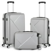 Hikolayae Slab Collection Hardside Spinner Luggage Sets in Snowy Gray, 3 Piece - TSA Lock