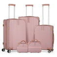 thumbnail image 1 of Hikolayae Sunshine Collection Hardside Spinner Luggage Sets in Stripe Champagne, 5 Piece - TSA Lock, 1 of 8