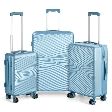 Hikolayae Wave Collection Hardside Spinner Luggage Sets in Lilac Purple, 3 Piece - TSA Lock