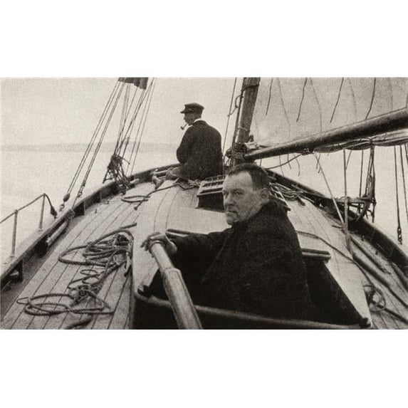 Hilaire Belloc In His Boat. Joseph Hilaire Pierre Rene Belloc - 1870 to 1953 Anglo-French Writer & Historian From The Book Back to Montparnasse By Sisley Huddleston Published 1931