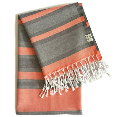 Hilana Upcycled Cotton Samara Sustainable Turkish Towel Gray - Orange