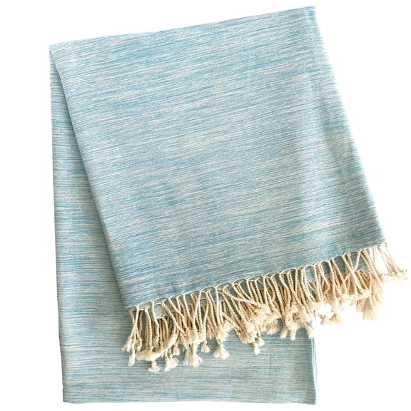 Hilana Upcycled Cotton Yalova Sustainable Marbled Blanket Throw Turquoise