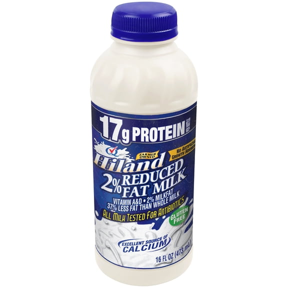 Hiland 2% Reduced Fat Milk, Pint, 16 fl oz