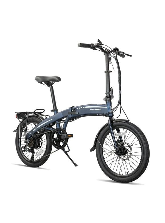 Hiland 20 Inch Folding Electric Bike, Aluminum 20 inch Ebike with Shimano 7 Speed Disc Brake Lightweight & Aluminum 36V Folding Ebike, Blue