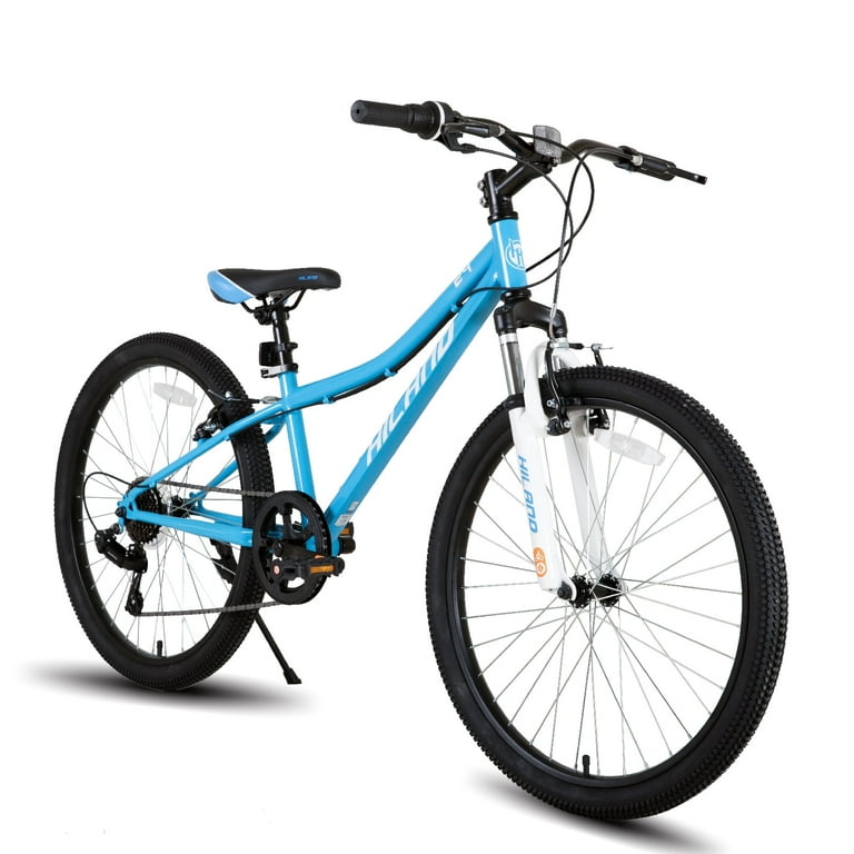 Hiland 24 Inch Mountain Bike Shimano 7 SPEEDS for Teenager with Suspension Fork Blue