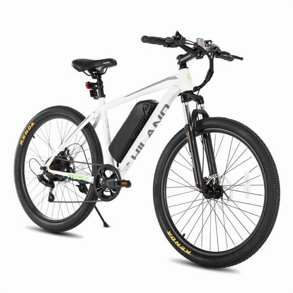 Hiland 26" Electric Mountain Bike 500W 20mph Adults E-Bike Shimano 7 Speed Disc Brake Suspension Fork with 36V Removable Battery White