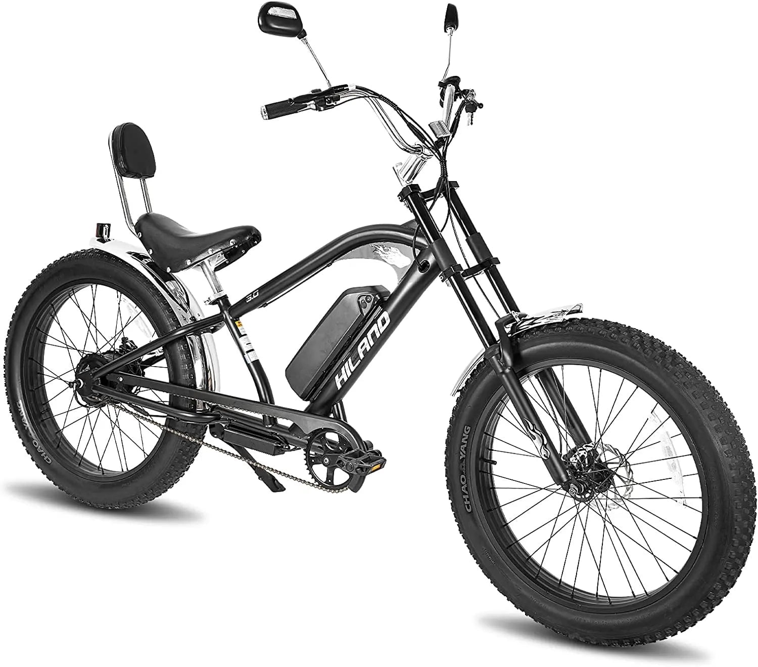 Hiland 26" Fat Tire Urban Electric Bike,Motorcycle Ebike with 20MPH 500W Brushless Motor,48V 10