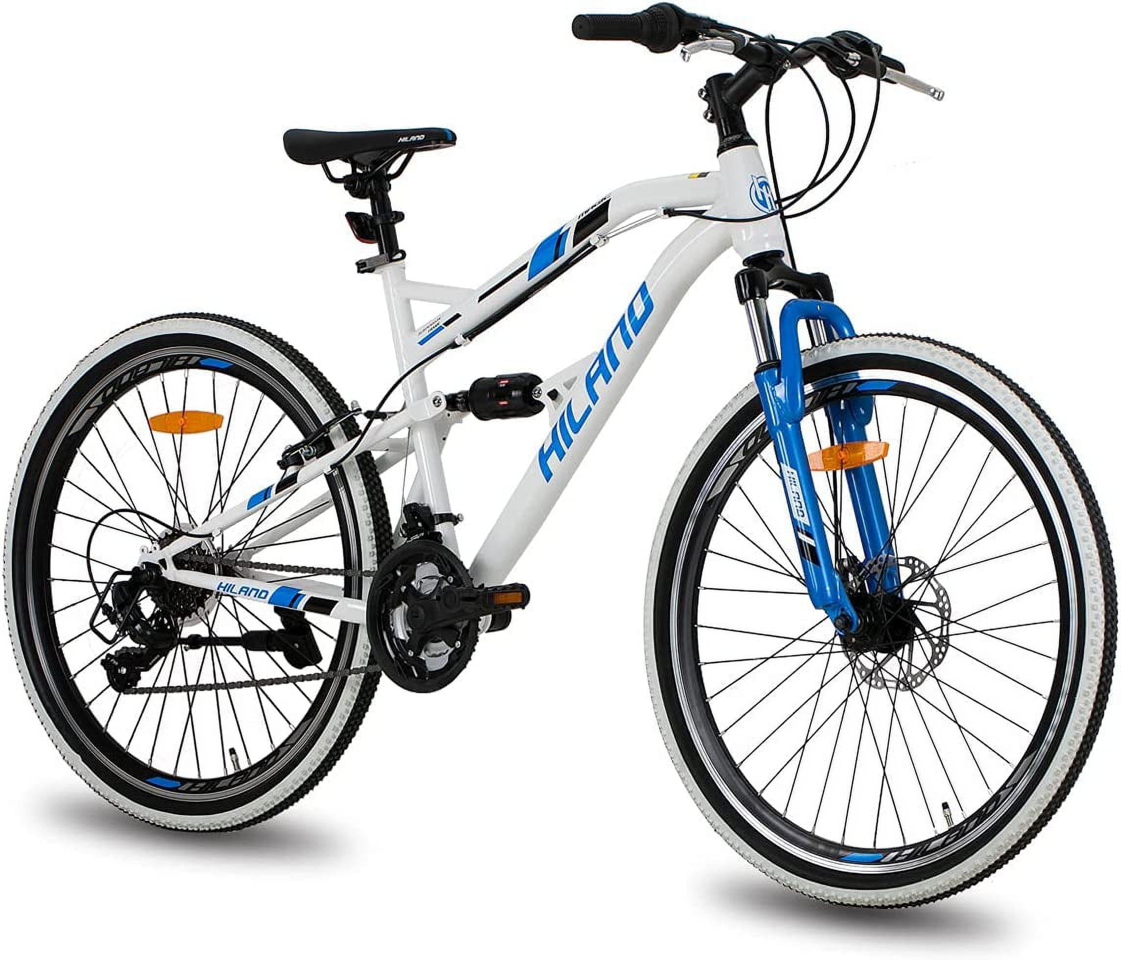 Hiland 27.5 Inch Mountain Bike, 21 Speed Hardtail Mountain Bicycle For Men Women, High Carbon Steel Frame MTB With V Brakes, Adult Blue Bike