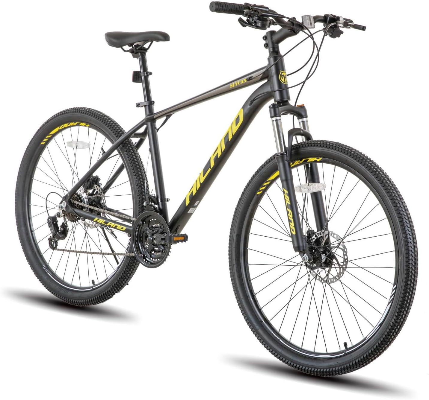 Hiland 27.5 inch Mountain Bike 21 Speeds, Lock-Out Suspension Fork, Aluminum 18 inch Frame Hydraulic Disc-Brake for Men Women Mens MTB Bicycle Adlut Bike