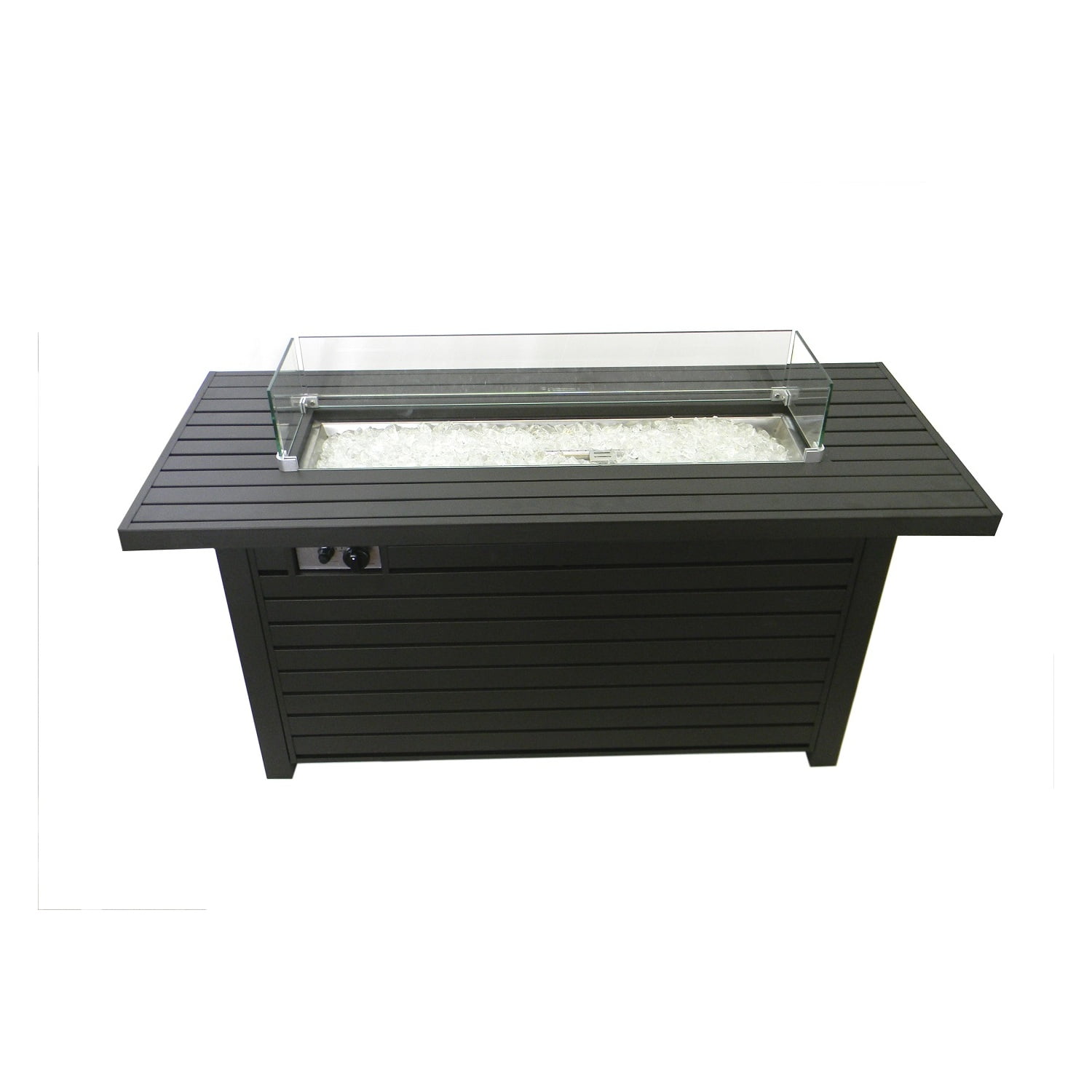 AZ Patio Heaters Outdoor Rectangle Fire Pit in Black Mocha with Wind Screen
