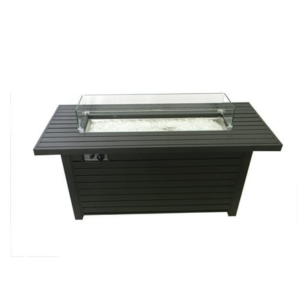 AZ Patio Heaters - Outdoor Rectangle Fire Pit with Wind Screen - Black