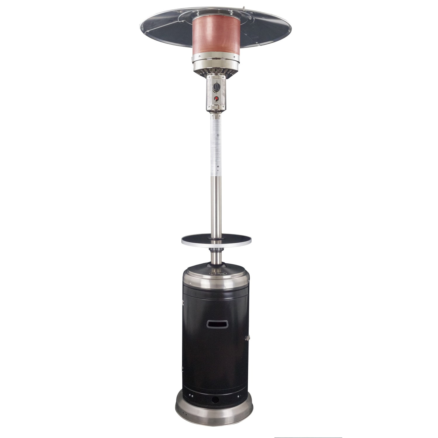 87-Inch Black and Stainless Steel Propane Patio Heater with Table