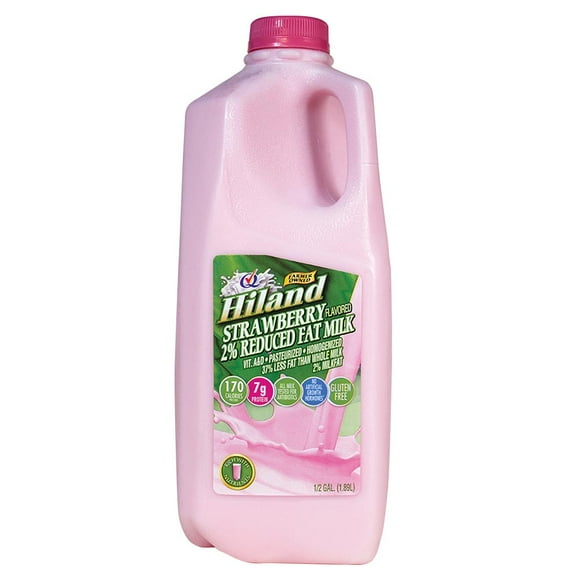 Hiland Dairy Strawberry 2% Reduced Milk, Half Gallon 64oz