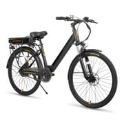 Hiland Electric Bikes for Adults, Women's Men's 500W 26 inch Cruiser E-Bike Motor 20MPH UL2849, Suspension Fork 36V 7.8AH Removable Battery Black