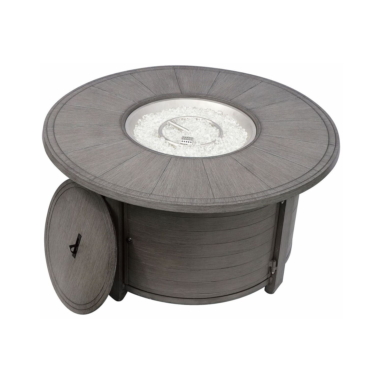 AZ Patio Heaters Cast Aluminum Round Fire Pit in Brushed Wood Finish