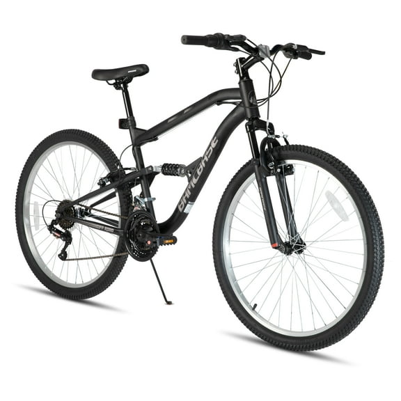 Hiland Full Suspension Mens Mountain Bike, 18-Speed, 26 Inch Wheel, V-Brakes Bike for Men Womens Adult Bicycle