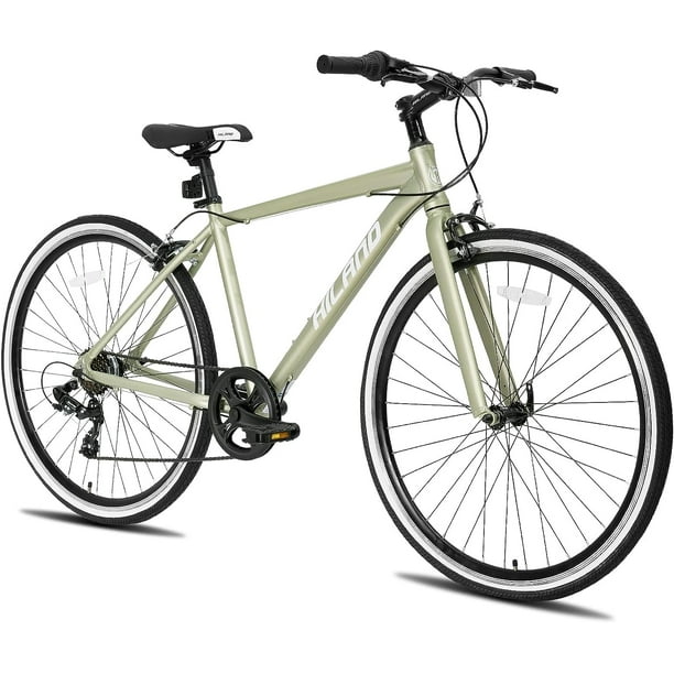 Hiland Hybrid Bike, Shimano Drivetrain 7 Speeds, 700C Wheels for Men