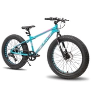 Hiland Roon Kids Fat Tire Bike, Shimano 7-Speed, Dual-Disc Brakes, 20 inch Kids Trail Mountain Bike for Boys Girls, Green