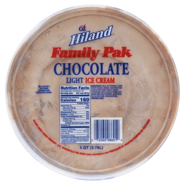 Hiland Light Chocolate Ice Cream Family Pack, 4 Qt