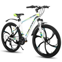 Hiland Mountain Bike, 6-Spokes,Shimano 21 Speeds Drivetrain,Aluminum Frame 26 inch Wheels, Men's MTB Bicycle, White