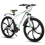 Hiland Mountain Bike, 6-Spokes,Shimano 21 Speeds Drivetrain,Aluminum Frame 26 inch Wheels, Mens MTB Bicycle, White