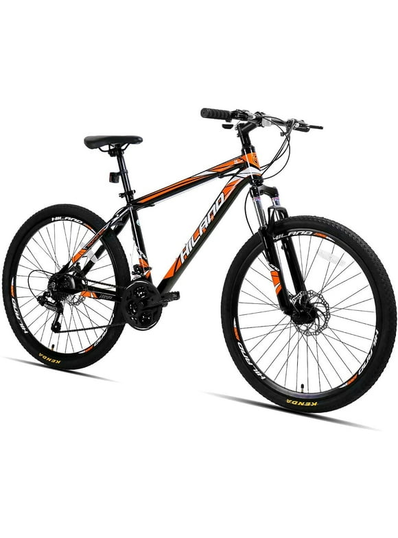 Hiland Mountain Bike, Multi-Spokes,Shimano 21 Speeds Drivetrain,Aluminum Frame 26 inch Wheels, Men's MTB Bicycle, Orange
