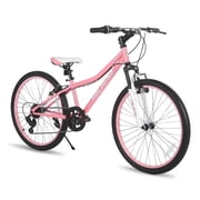 Hiland 24 Inch Mountain Bike for Kids Age 7 + Year Old, Front Suspension Fork Kids' Bicycles for Teens，Pink