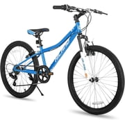 Hiland 24 Inch Mountain Bike for Kids Age 7 + Year Old, Front Suspension Fork Kids' Bicycles for Teens,Blue