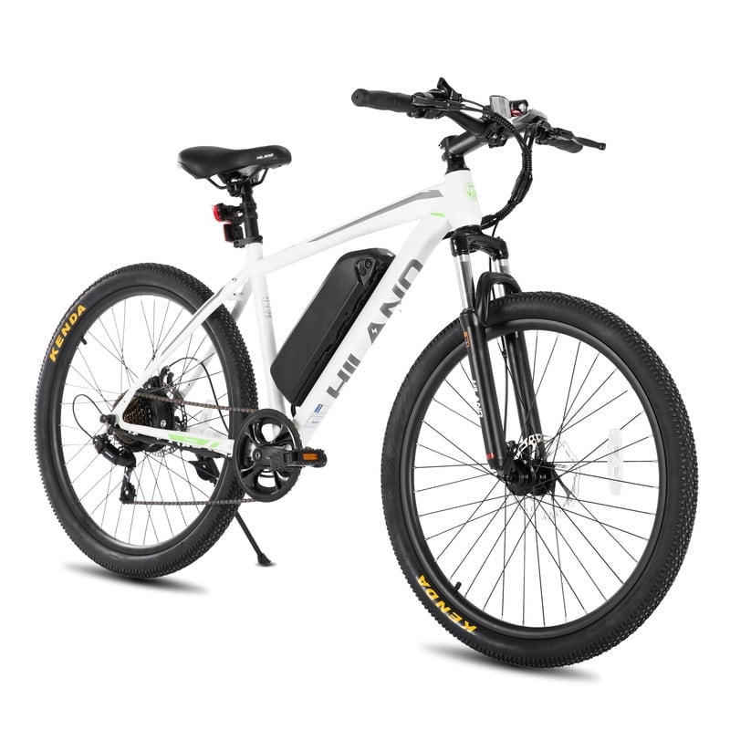 Hiland 26" Electric Mountain Bike 500W 20mph Adults E-Bike Shimano 7 Speed Disc Brake Suspension Fork with 36V Removable Battery White