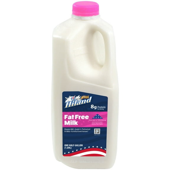 Hiland Fat Free Skim Milk, Half Gallon, 64 Fl Oz