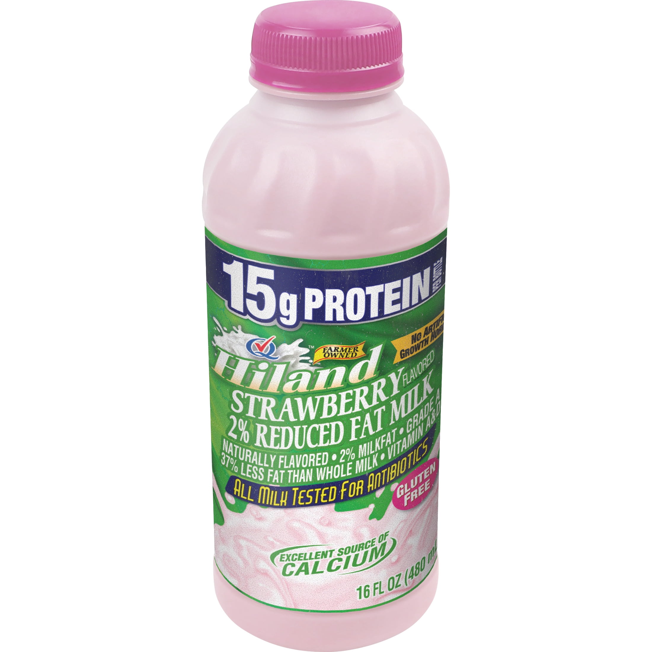 Hiland 2% Reduced Fat Strawberry Milk, Pint, 16 fl oz - Walmart.com