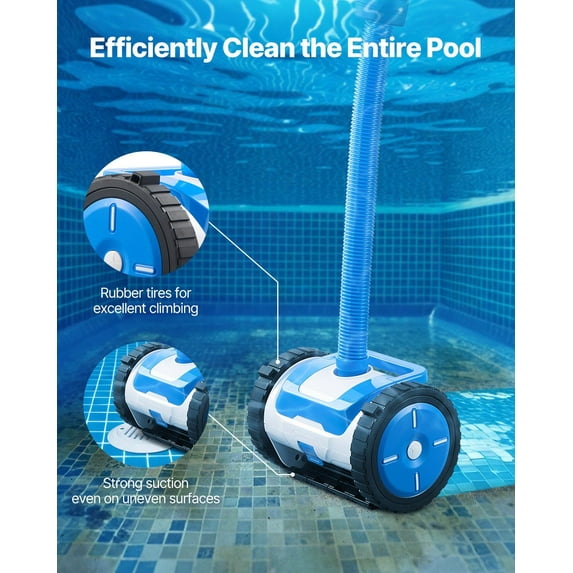 Hiland Suction Pool Vacuum Cleaner with 2 Wheels | Automatic Pool Sweeper for Most In-Ground and Above-Ground Pool Types