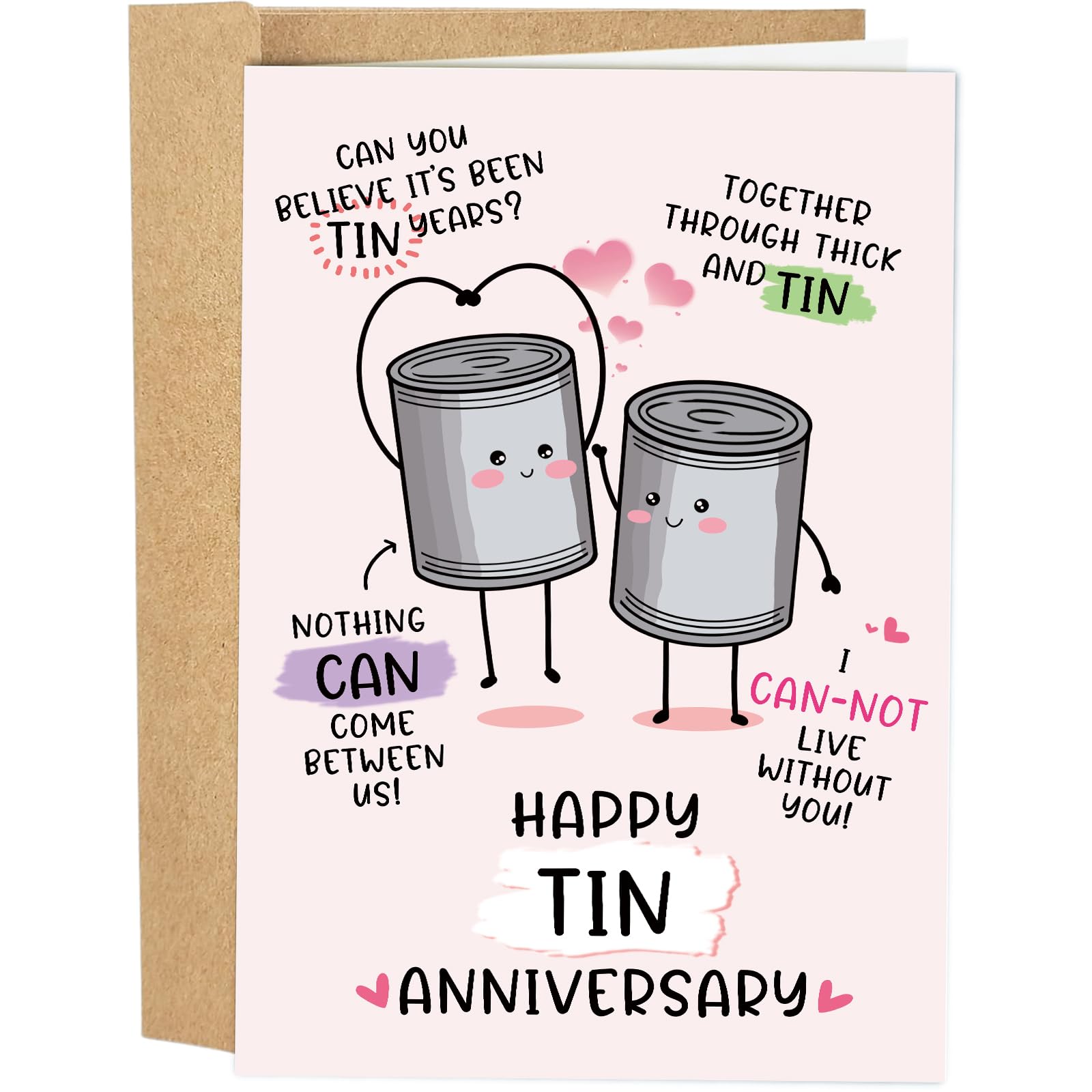 Hilarious 10 Year Anniversary Card, Tin Wedding Card for Couples with ...
