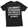 thumbnail image 1 of Hilarious Black T-Shirt with "I am Currently Unsupervised" Saying for Fun Casual Wear, 1 of 5