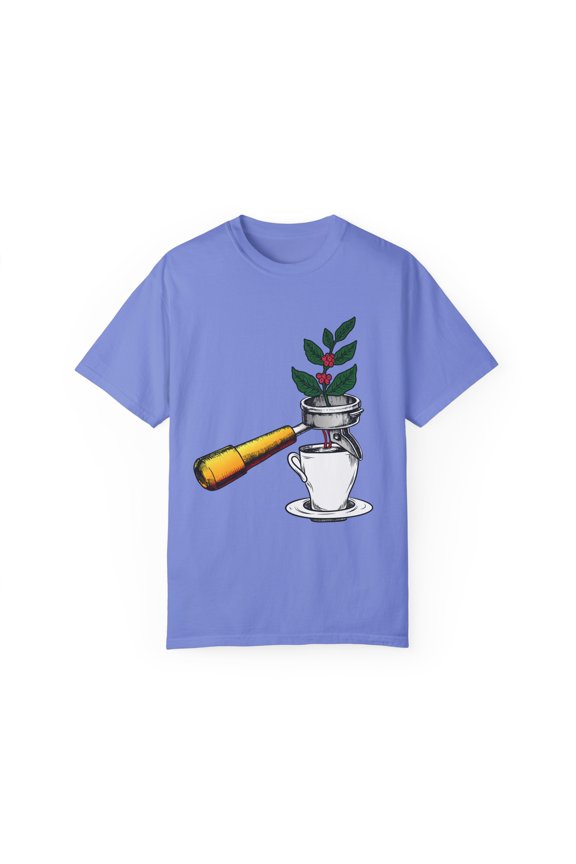 Hilarious Caffeine Seeds Herb Shrub Brew Java Barman Waiter Humorous Cafes Cappuccino Kernel Grain Barkeeper Unisex Garment-Dyed T-shirt