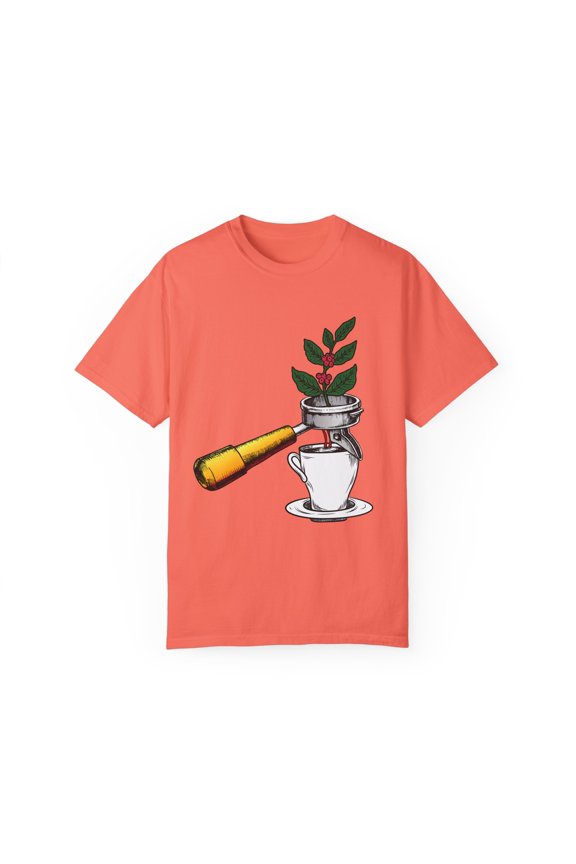 Hilarious Caffeine Seeds Herb Shrub Brew Java Barman Waiter Humorous Cafes Cappuccino Kernel Grain Barkeeper Unisex Garment-Dyed T-shirt