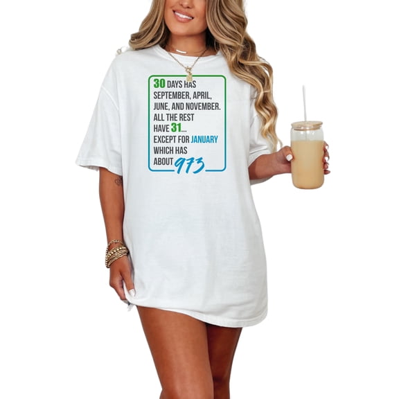 Hilarious Calendar Months Joke Quote, White Comfort Colors T-Shirt, Large