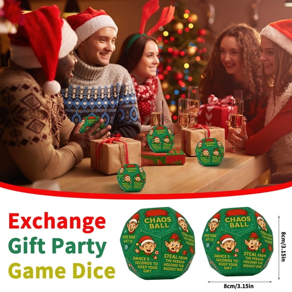 Hilarious Christmas Gift Exchange Game Dice - 12 Sided Party Game Dice for White Elephant & Secret Santa Stocking Stuffers