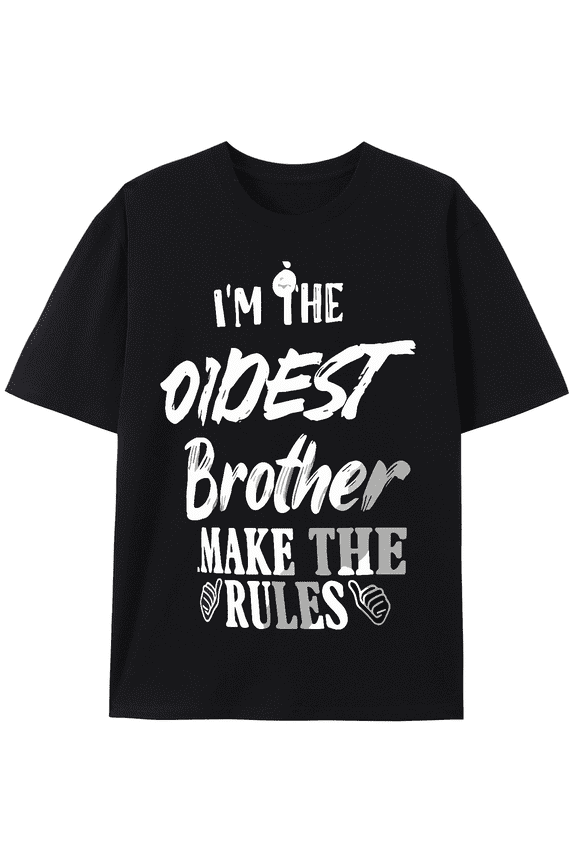 Hilarious Cotton Blend Oldest Brother Rule Maker - Short Sleeve Casual Tee for Men, Perfect All-Season Gift Idea