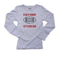 thumbnail image 1 of Hilarious Emergency Face Mask on Demand with Scissors Graphic Women's Long Sleeve Grey T-Shirt, 1 of 2